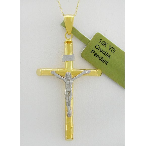 Crucifix Pendant Necklace 10k Yellow Gold